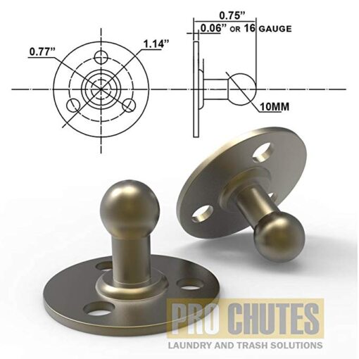 Chute ball stud bracket 10MM - Flat Mount - For Gas Shock Spring Hydraulic Closer (2 Pack kit) - Hardware parts by Pro Chutes - Image 4