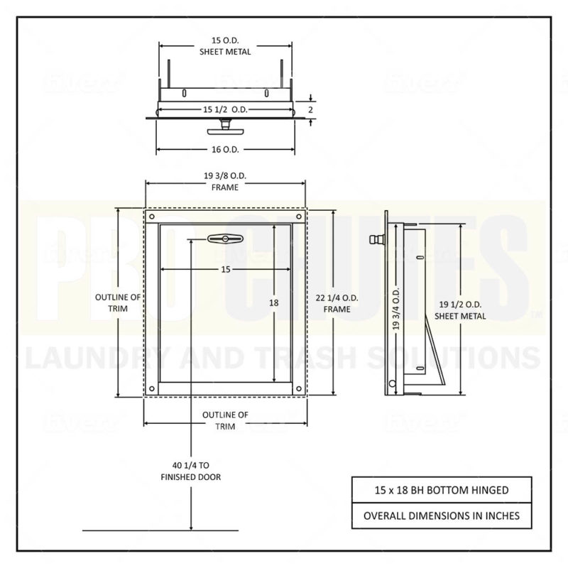 15 x 18 Trash Chute Doors - Stainless Steel Bottom Hinged Fire Rated ...