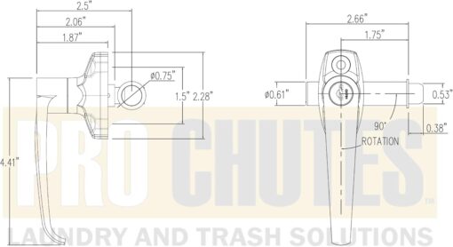 Trash Chute ADA L Handles and Laundry Chute Door Latch Plunger kit